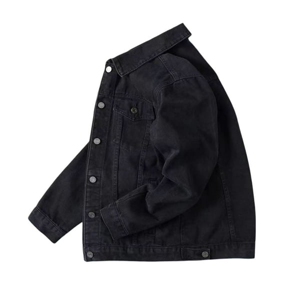 Rggeeun Denim Jackets For Men Spring Fall Outdoor Casual Solid Color Denim Jacket Coat Outwear Fashion