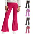 thumbnail image 1 of Rggeeun Girl Child Yoga Pants Back To School Solid Color Elastic Waist Slim Fit Leggings Stretch Ankle Length Lightweight Bootcut Play Sports Versatile Trousers,Red,9-10 Years, 1 of 4