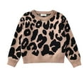 thumbnail image 1 of Rggeeun Girls Child Sweaters Leopard Pattern Design Long Sleeve Round Neck Soft Knit Trendy Warm For Everyday Stylish Pullover,Black,2-3 Years, 1 of 3