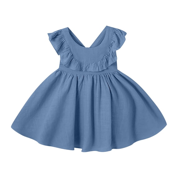 Rggeeun Girls Dress Toddlers Spring Summer Casual Dresses Comfortable Playwear For Everyday Wear Comfort O-Neck Sundress