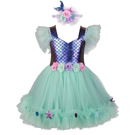 Rggeeun Girls Party Dress With Color Blocking And Lace Trim Tutu Gown Toddler To Big Kid Holiday Pageant Performance Dresses Comfort Casual O-Neck Sundress
