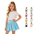 thumbnail image 1 of Rggeeun Girls Skirt Pleated Elastic Waist A-Line Soft Mini Skirts Travel Party,Blue,7-8 Years, 1 of 5