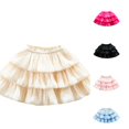 thumbnail image 1 of Rggeeun Girls Skirts A-Line Layered Soft Ruffle Pleated Skirt Elastic Waist Evening Party,Beige,3-4 Years, 1 of 1