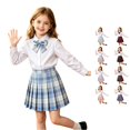 thumbnail image 1 of Rggeeun Girls Skirts Cute Plaid Pattern Pleated Elastic Waist A-Line Skirt Holiday,Blue,8-9 Years, 1 of 4