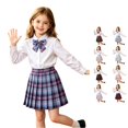 thumbnail image 1 of Rggeeun Girls Skirts Cute Plaid Pattern Pleated Elastic Waist A-Line Skirt Party,Purple,6-7 Years, 1 of 4