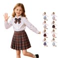 thumbnail image 1 of Rggeeun Girls Skirts Cute Plaid Pattern Pleated Elastic Waist A-Line Skirt Travel Party,Brown,11-12 Years, 1 of 4