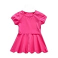 thumbnail image 1 of Rggeeun Girls Summer Dresses Casual Dress For Baby Toddler Girls Solid Color Elastic Waist Outdoor Play Dress Classic O-Neck Sundress, 1 of 3