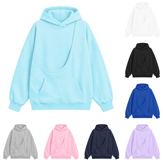 Rggeeun Girls Sweatshirt Cat Hoodie with Pouch Long Sleeve Tops Cat Carrier Soft Pullover with Pockets Outdoor Activities,Blue,3-4 Years