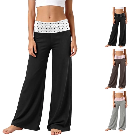 Rggeeun Girls Wide Leg Sweatpants Cute Dots Graphic Athletic Yoga Pants Baggy Casual Pant Elastic Waist Breathable Holiday Elegant,White,13-14 Years