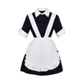 thumbnail image 1 of Rggeeun Halloween for Women Button Down Short Sleeve Lapel Collar Corset Dress with Cute Apron 2Pc Halloween Outfits for Women Party Versatile,Black,3Xl, 1 of 4
