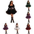 thumbnail image 1 of Rggeeun Halloween for Women Renaissance Women Corset Dress Square Neck Long Sleeve Gothic Dress Daily Wear Classic,Black,Xl, 1 of 5