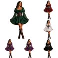 thumbnail image 1 of Rggeeun Halloween for Women Renaissance Women Corset Dress Square Neck Long Sleeve Gothic Dress Daily Wear Stylish,Green,Xl, 1 of 5