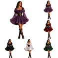 thumbnail image 1 of Rggeeun Halloween Costumes for Women Renaissance Costume Women Corset Dress Square Neck Long Sleeve Gothic Dress Outdoor Picnics Versatile,Purple,M, 1 of 5