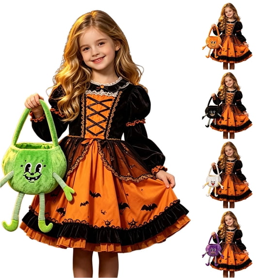 Rggeeun Halloween Kids Candy Bags for Party Favors Cute Tote Bag Large Capacity with Soft Handle Straps Boys and Girls Handbags,Green