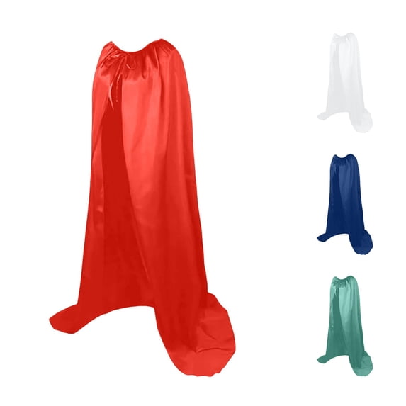 Rggeeun Halloween Long Cape for Adult, Satin Open Front Cape, Halloween Cloak Travel Party Casual Capes,Red,M