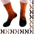 thumbnail image 1 of Rggeeun Halloween Socks for Women Pumpkin Bat Graphic Cute Socks Warm Comfort Crew Socks for Women Fall Winter Travel Party Basic,Orange,One Size, 1 of 4