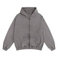 thumbnail image 1 of Rggeeun Hoodies For Men Water Washed Hooded Zip Up Oversized Relaxed Sweatshirt Jacket Solid Color Long Sleeve Hoodies Fall Winter Streetwear, 1 of 2