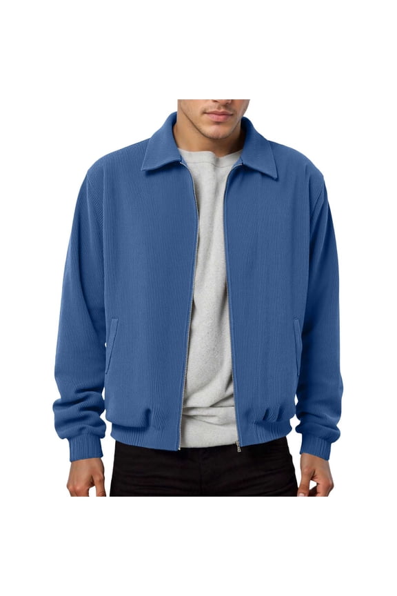 Jackets For Men Casual Corduroy Jacket Slim Fit Lightweight Breathable Stand Collar Zipper Outerwear Coat For Spring Fall Outwear Classic