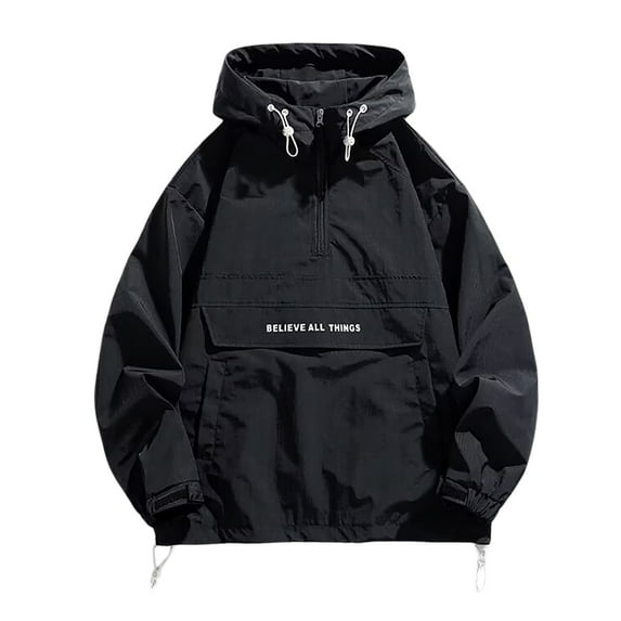 Rggeeun Jackets For Men Casual Lightweight Breathable Letter Print Spring Fall Outerwear Loose Fit Streetwear Coat For Daily Wear Outwear Classic
