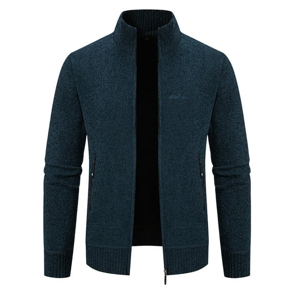 Rggeeun Jackets For Men Slim Fit Stand Collar Knit Sweater Zip Up Lightweight Comfortable Daily Wear Fall Winter Outwear Classic