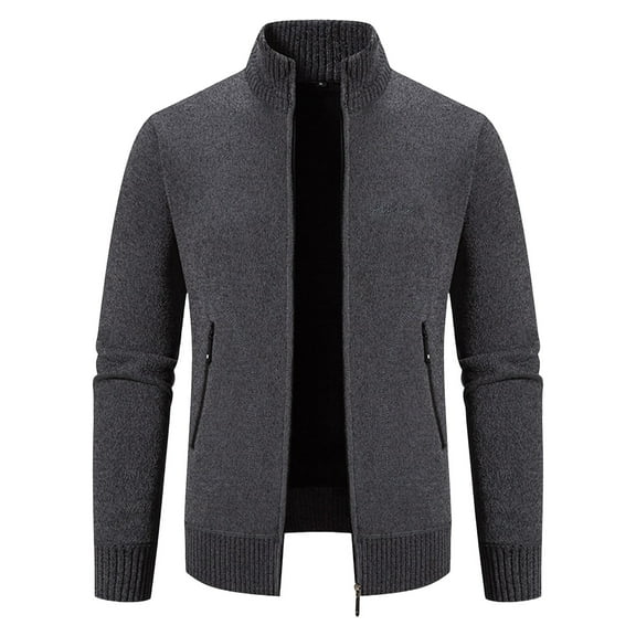Rggeeun Jackets For Men Slim Fit Stand Collar Knit Sweater Zip Up Lightweight Comfortable Daily Wear Fall Winter Outwear Fashion