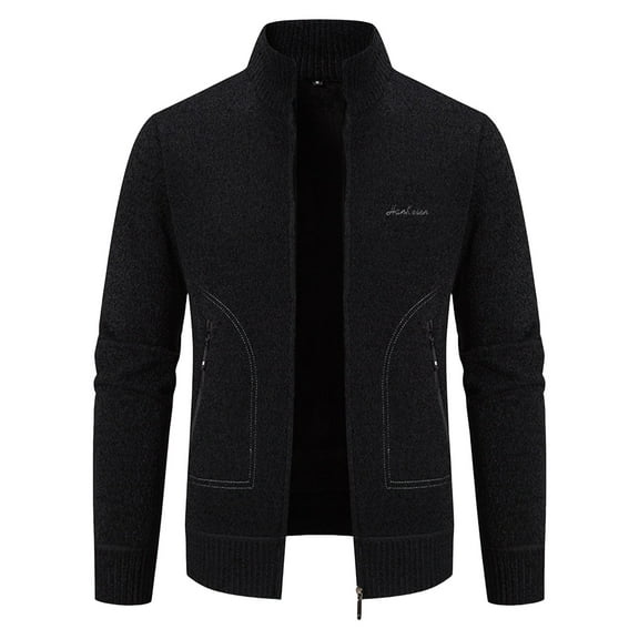 Rggeeun Jackets For Men Slim Fit Stand Collar Knit Sweater Zip Up Lightweight Comfortable Daily Wear Fall Winter Outwear Streetwear