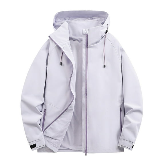 Rggeeun Jackets For Men Solid Color Hooded Zipper Jacket Men's Casual Loose Sports Comfortable Outdoor Jacket Outwear Classic
