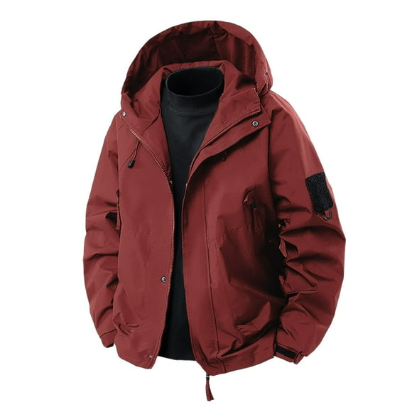 Rggeeun Jackets For Men Spring Fall Outdoor Jackets Fashion Stylish Solid Color Fall Outwear Streetwear