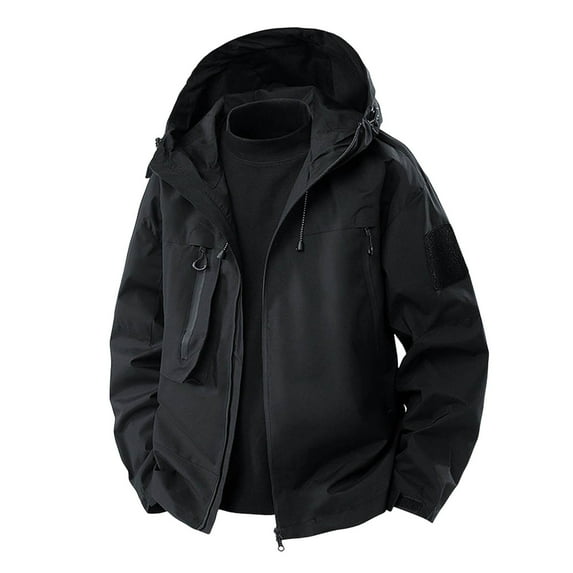 Rggeeun Jackets For Men Versatile Hooded Utility Jacket For Outdoor With Multiple Pockets For Comfort Style Fall Winter Outwear Classic