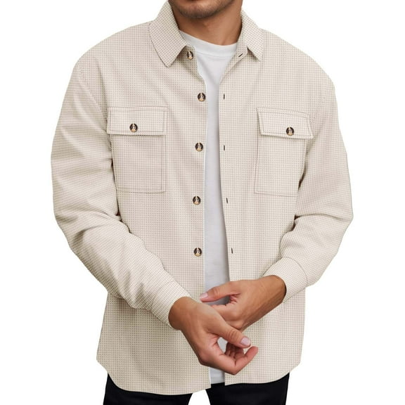 Rggeeun Jackets For Men Casual Knit Jacket Fall Stylish Solid Color Button Up Long Sleeve Open Front Coat With Pockets Lightweight Comfortable Outwear Fashion