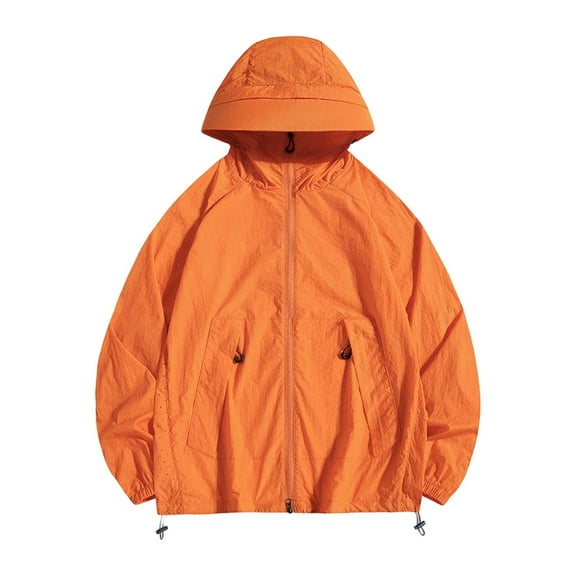Rggeeun Jackets For Men Lightweight Casual Jacket Breathable Sun Outdoor Windbreaker Hooded Zipper Jacket For Hiking Travel Daily Wear Outwear Classic