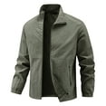 thumbnail image 1 of Rggeeun Jackets For Men Lightweight Stretch Workwear Spring Fall Breathable Loose Fit Stand Collar Zipper Outerwear For Outdoor Hiking Outwear Classic, 1 of 2