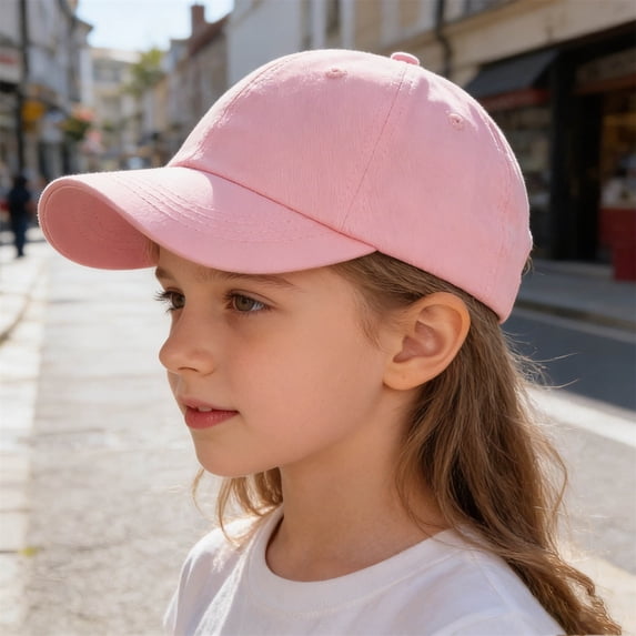 Rggeeun Kids Baseball Cap Solid Color with Brim Sun Hat Soft Lightweight Breathable Summer Hat Boy and Girl Outdoor Play Trendy,Pink,0-8 Months