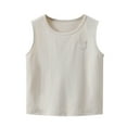 thumbnail image 1 of Rggeeun Kids Boy's Tshirts Sleeveless O-Neck Vest Solid Color Soft And Breathable Fabric Top For Youth Summer Outdoors And Indoors Activities Wearing ,Khaki,12-18 Months, 1 of 4