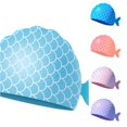 thumbnail image 1 of Rggeeun Kids Swim Cap Cute Cartoon Plaid Pattern Non Constricting Head Ear Protecting Soft Caps Sun Hat Summer Boys and Girls School Activities Comfort,Blue,5-12 Years, 1 of 4
