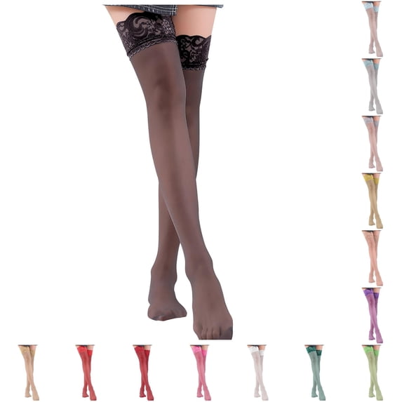 Rggeeun Knee High Socks for Women Lace Socks Floral Hem Lightweight Soft Cute Socks Fall Womens Socks Office Wear Leisure,Black,One Size