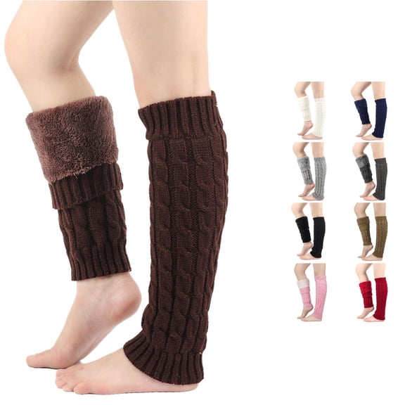 Rggeeun Knee High Socks for Women Ribbed Knit Long Socks Stretch Cozy Socks for Women Fall Winter Outdoor Play Lovely,Brown,One Size