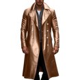 thumbnail image 1 of Rggeeun Leather Jackets For Men Slim Fit Double Leather Jacket For Fall Winter Casual Formal Long Sleeve Coat Home Outfits Outwear Streetwear, 1 of 4