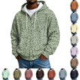 thumbnail image 1 of Rggeeun Leopard Sweatshirts for Men Zip Up Hoodie Loose Fit Winter Hoodies Long Sleeve Top with Pockets Travel,Green,4XL, 1 of 4