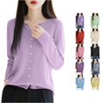 thumbnail image 1 of Rggeeun Lightweight Cardigans for Women Button Down Outerwear Fall Cardigan Long Sleeve V Neck Casual Clothes Daily Wear Leisure,Purple,L, 1 of 5