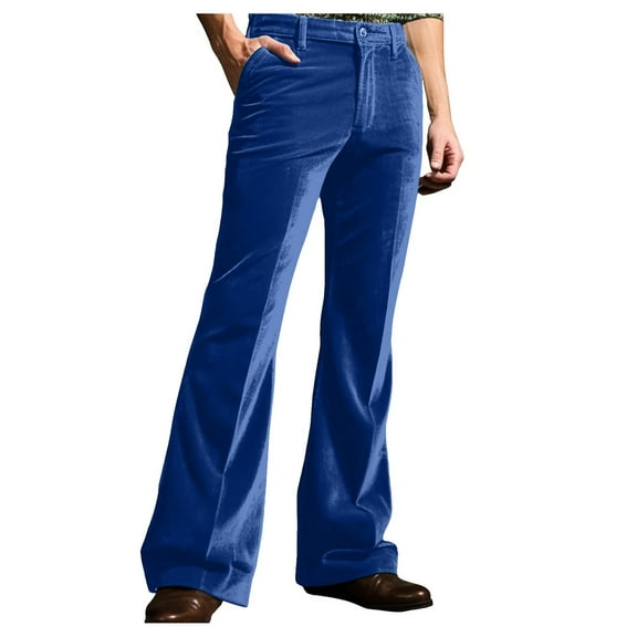 Rggeeun Male Dress Pants Gold Velvet Pants Flared Trousers Casual Pants Pocket Plain Comfort Business Daily Holiday Fashion Modern Pant Fashion Loose Fit