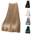 thumbnail image 1 of Rggeeun Maxi Skirts for Women Pleated Flowy Skirt Loose Elastic Waist Vacation,Beige,XL, 1 of 4