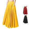 thumbnail image 1 of Rggeeun Maxi Skirts for Women Pleated Flowy Skirt with Pockets Elastic Waist Evening Party,Yellow,2XL, 1 of 6