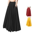 thumbnail image 1 of Rggeeun Maxi Skirts for Women Pleated Flowy Skirt with Pockets Elastic Waist Play Sports,Black,XL, 1 of 6