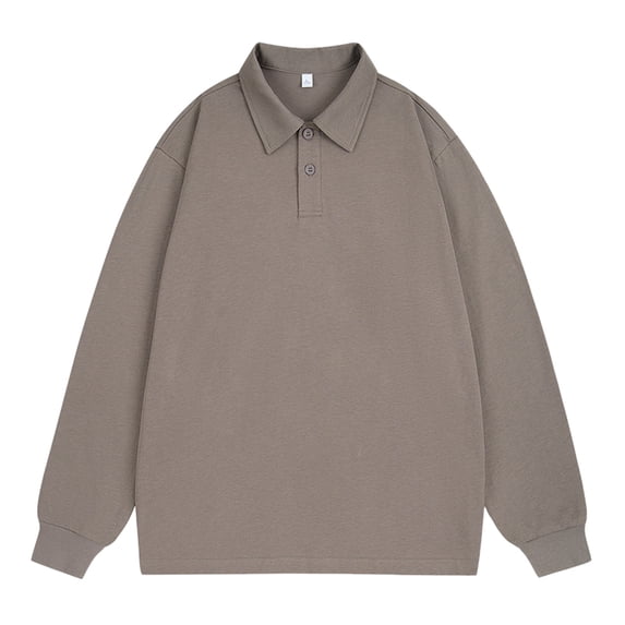 Rggeeun Men Casual Polo Shirts Men's Versatile Long Sleeve Lapel Shirt Solid Color Fashionable Casual Top Comfortable