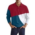thumbnail image 1 of Rggeeun Men Casual Polo Shirts Mens Fashion Casual Patchwork Button Long Sleeve Top Shirt Classic Collared Golf Shirts Comfortable, 1 of 4