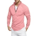 thumbnail image 1 of Rggeeun Men Casual Polo Shirts Zipper Shirts For Men's Slim Fit Shirt Casual Stretch Shoulder Pleated Zip Shirt Tops Shirts For Men, 1 of 6