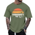 thumbnail image 1 of Rggeeun Men'S T-Shirt Cartoon Elegant Sunset Print Short Sleeve Crew Neck Knit Breathable Relaxed Fit For Club Party Trendy Tee,Army Green,L, 1 of 4