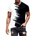thumbnail image 1 of Rggeeun Men'S T-Shirt Gradient Tie Dye Style Pattern Breathable Loose Fit Short Sleeve Crew Neck Knit For Club Party Versatile Tops,Black,M, 1 of 4