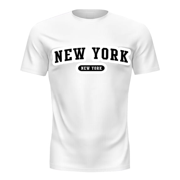 Rggeeun Men'S T-Shirt Stylish New York Letter Print Short Sleeve Crew Neck Breathable Cotton Linen Knit Summer For Workout Vintage Tee,White,L